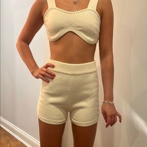 Cream Knit Crop Top and Shorts Set from Princess Polly